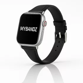  Apple Watch vékony bőróraszíj /fekete/ - ezüst csattal 40/41 és 42mm