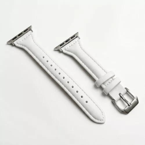 Apple Watch vékony bőróraszíj /fehér/ - ezüst csattal 40/41 és 42mm