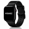 Apple Watch kívül bőr belül szilikon óraszíj /fekete/ 44/45/46/49 mm