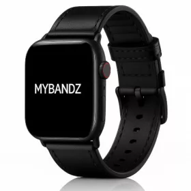   Apple Watch kívül bőr belül szilikon óraszíj /fekete/ 44/45/46/49 mm
