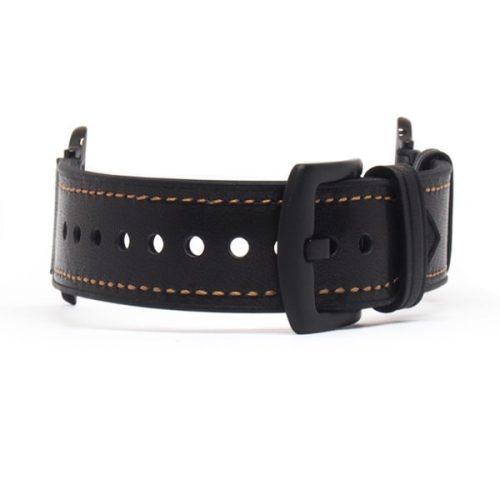 Apple Watch kívül bőr belül szilikon óraszíj /fekete/ 44/45/46/49 mm