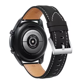   MYBANDZ Elegáns bőróraszíj - fekete - ezüst csattal/ 22mm