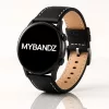 MYBANDZ Elegáns bőróraszíj - fekete - ezüst csattal/ 22mm
