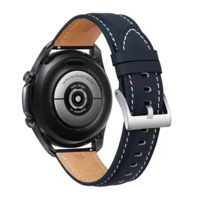   MYBANDZ Elegáns bőróraszíj - sötét kék- ezüst csattal/ 22mm