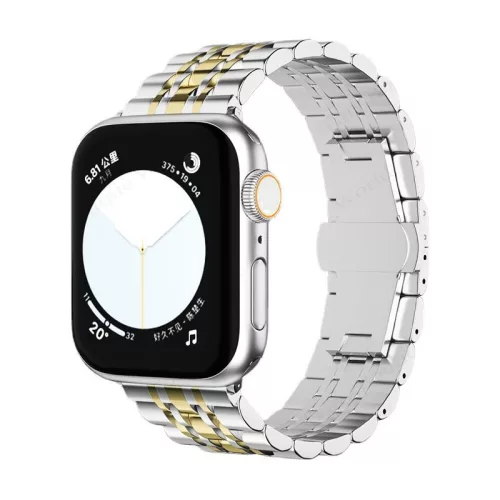 Apple Watch "Pearlmaster" láncszemes fém óraszíj /ezüst-arany/ 40/41 és 42mm