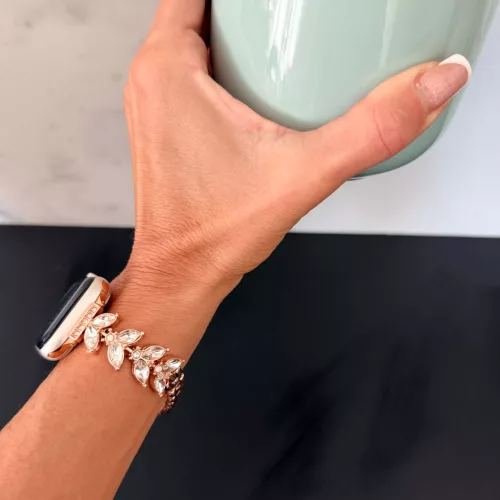 Apple Watch Crystal Bloom láncszemes fém óraszíj /rosegold/ 44/45/46/49 mm