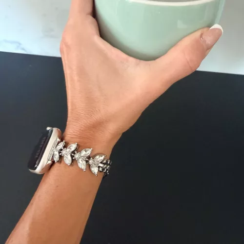 Apple Watch Crystal Bloom láncszemes fém óraszíj /ezüst/ 44/45/46/49 mm