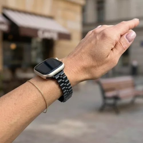 Apple Watch Jubilee láncszemes vékony fém óraszíj /fekete/ 44/45/46/49 mm