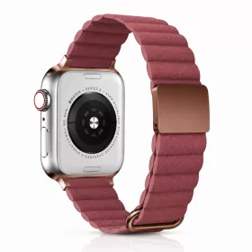   Apple Watch mágneses bőróraszíj fém csattal /rózsaszínes-bézs/ 40/41 és 42 mm