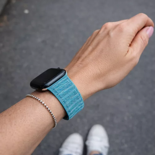 Apple Watch két részes mágneses szövet pánt /zöldeskék/ 44/45/46/49 mm