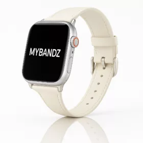   Apple Watch vékony bőróraszíj /krémfehér/ - ezüst csattal 40/41 és 42mm