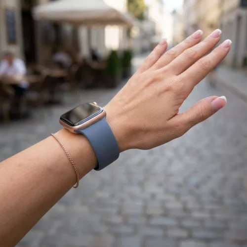 Apple Watch csatos szilikon óraszíj /szürkés-kék/ 40/41/42 mm