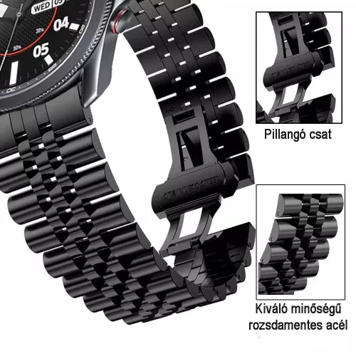 MYBANDZ Jubilee fém óraszíj / fekete / 22mm