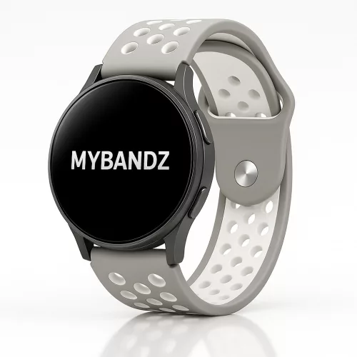 MYBANDZ Lélegző szilikon óraszíj / szürke-fehér / 20mm