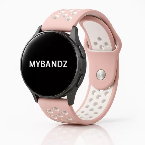 MYBANDZ Lélegző szilikon óraszíj - pink-fehér/ 20mm