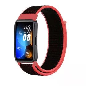   MYBANDZ Tépőzáras szövet óraszíj/piros-fekete Huawei Band 8-9
