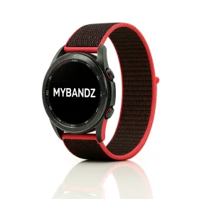   MYBANDZ Tépőzáras rugalmas szövet óraszíj / piros-fekete / 22mm