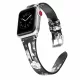 Apple Watch lélegző bőróraszíj /fekete-virágmintás/ - 40/41 és 42mm