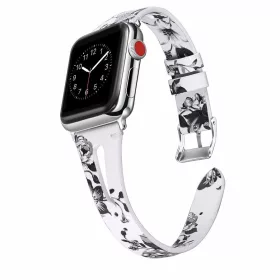   Apple Watch lélegző bőróraszíj /virágmintás/ - 40/41 és 42mm
