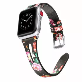   Apple Watch lélegző bőróraszíj /pink virág/ - 42/44/45/49mm