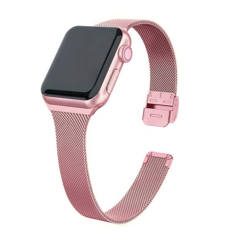 Apple Watch csatos milánói fém óraszíj /pink-arany/ 44/45/46/49 mm