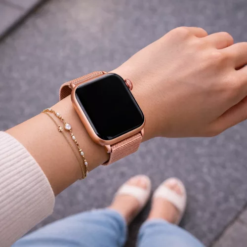 Apple Watch csatos milánói fém óraszíj /rosegold/ 44/45/46/49 mm