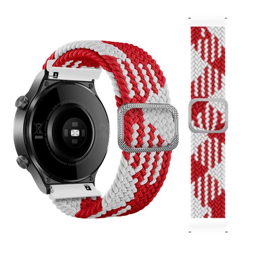 MYBANDZ Állítható elasztikus szövet óraszíj /fehér-piros/ 20mm