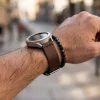 MYBANDZ Olasz prémium bőróraszíj / barna-ezüst csattal / 18mm