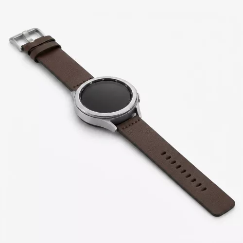 MYBANDZ Olasz prémium bőróraszíj / barna-ezüst csattal / 18mm