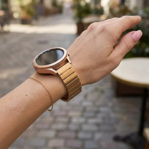 MYBANDZ Nagy láncszemes fém óraszíj / rosegold / 18mm