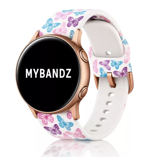 MYBANDZ Szilikon óraszíj rosegold csattal (pillangó mintás) / 22mm
