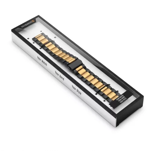 MYBANDZ Klasszikus fém óraszíj /fekete-arany/ / 22mm