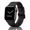 Apple Watch karbonszálas bőróraszíj - fekete - piros varrás 40/41 és 42mm