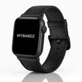   Apple Watch karbonszálas bőróraszíj / fekete / 44/45/46/49 mm