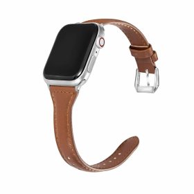   Apple Watch vékony bőróraszíj /barna/ - ezüst csattal 44/45/46/49 mm
