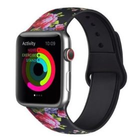   Apple Watch csatos szilikon óraszíj /black rose/ 44/45/46/49 mm