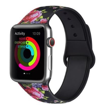 Apple Watch csatos szilikon óraszíj /black rose/ 44/45/46/49 mm