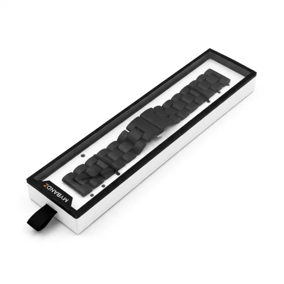 MYBANDZ Klasszikus fa óraszíj / fekete / 22mm