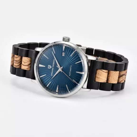 MYBANDZ Klasszikus fa óraszíj / fekete-barna / 22mm