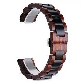 MYBANDZ Klasszikus fa óraszíj / vörös-fekete / 22mm