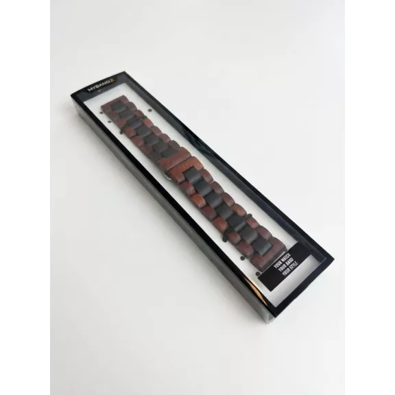 MYBANDZ Klasszikus fa óraszíj / vörös-fekete / 22mm