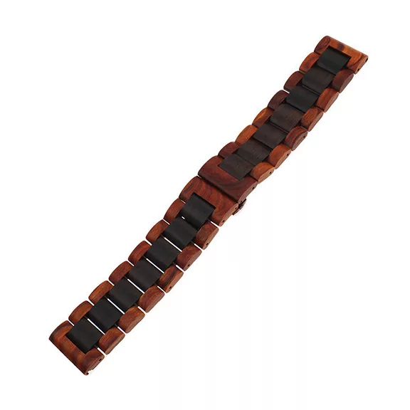 MYBANDZ Klasszikus fa óraszíj / vörös-fekete / 22mm