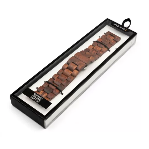 MYBANDZ Klasszikus fa óraszíj / vörösesbarna / 22mm