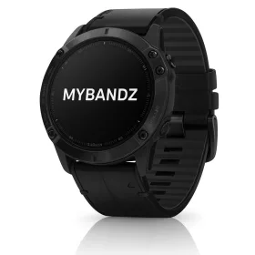 MYBANDZ Bőr és szilikon szíj - fekete (22mm QuickFit )