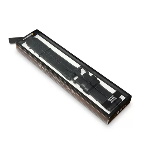 MYBANDZ Bőr és szilikon szíj - fekete (22mm QuickFit )