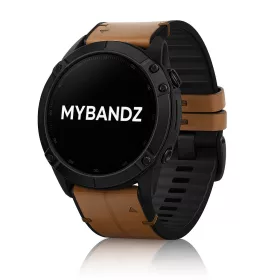 MYBANDZ Bőr és szilikon szíj - barna (22mm QuickFit )