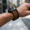 MYBANDZ Bőr és szilikon szíj - barna (26mm QuickFit )