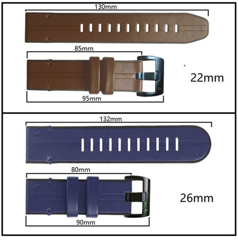 MYBANDZ Bőr és szilikon szíj - sötétbarna (26mm QuickFit )