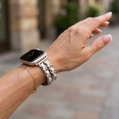 Apple Watch Dubaj óraszíj / ezüst-fehér / 40/41 és 42mm