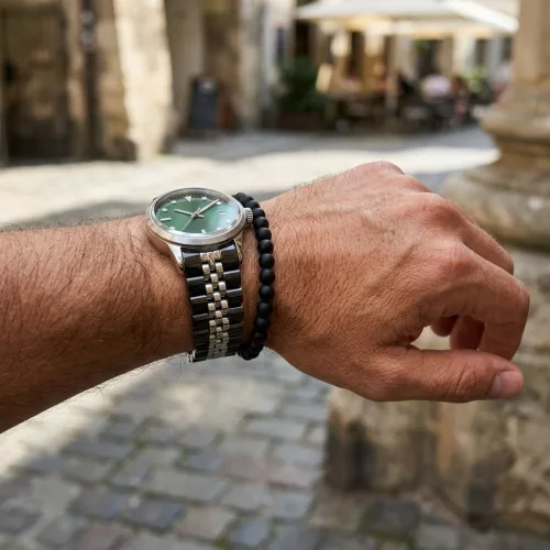 MYBANDZ Jubilee fém óraszíj / fekete-ezüst / 22mm